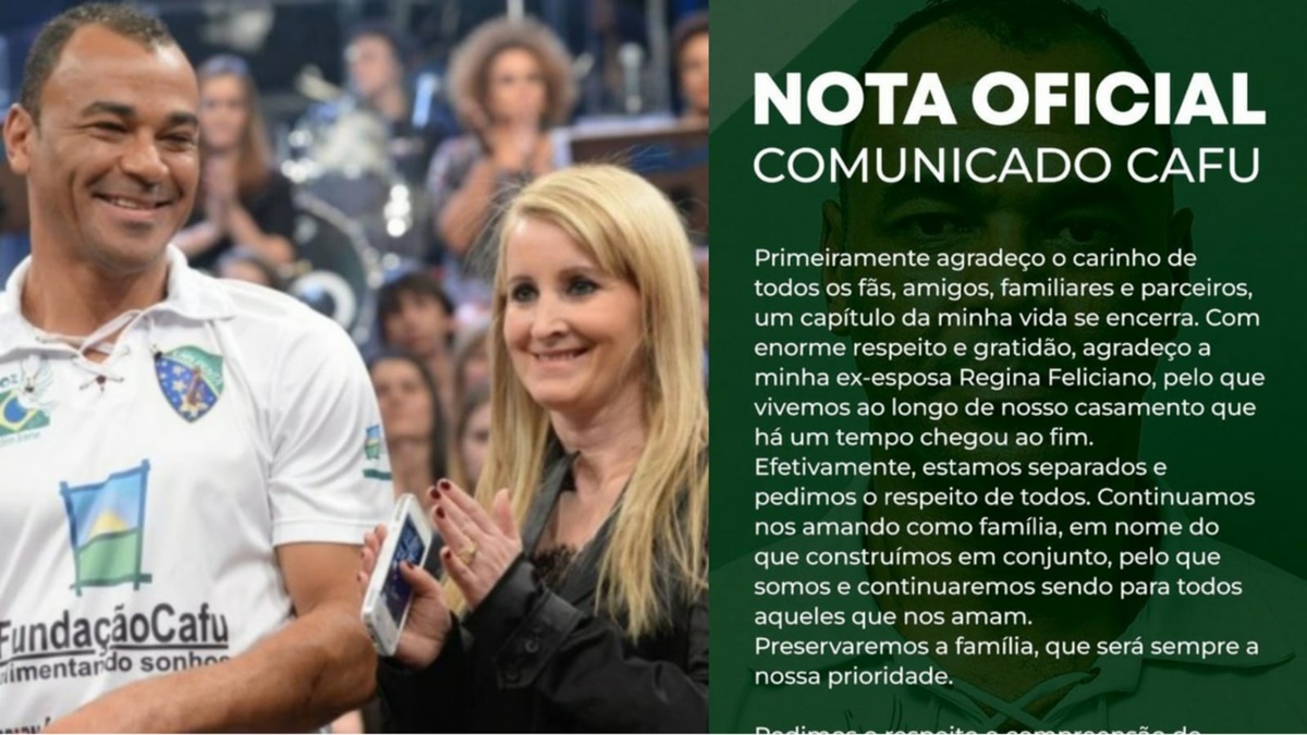 O ex craque e Regina, sua ex esposa no Altas Horas/ Nota oficial do divórcio (Foto: Reprodução Globo/ Instagram)