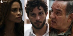 Brisa, Ari e Guerra da novela Travessia (Foto: Reprodução/Globo)