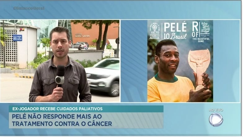 Repórter da Record trouxe informações sobre o estado de saúde de Pelé- Foto: Reprodução/Record