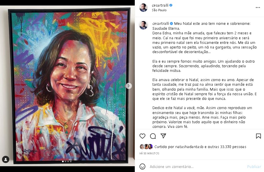 César Tralli prestou homenagem para a mãe (Foto: Reprodução/ Instagram)