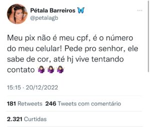 Pétala faz insinuação envolvendo marido de Lívia Andrade (Reprodução) 