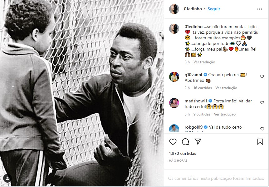 Filho de Pelé fala sobre internação do pai - Foto: Reprodução