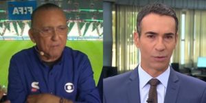 Galvão Bueno e César Tralli (Montagem: TV Foco)