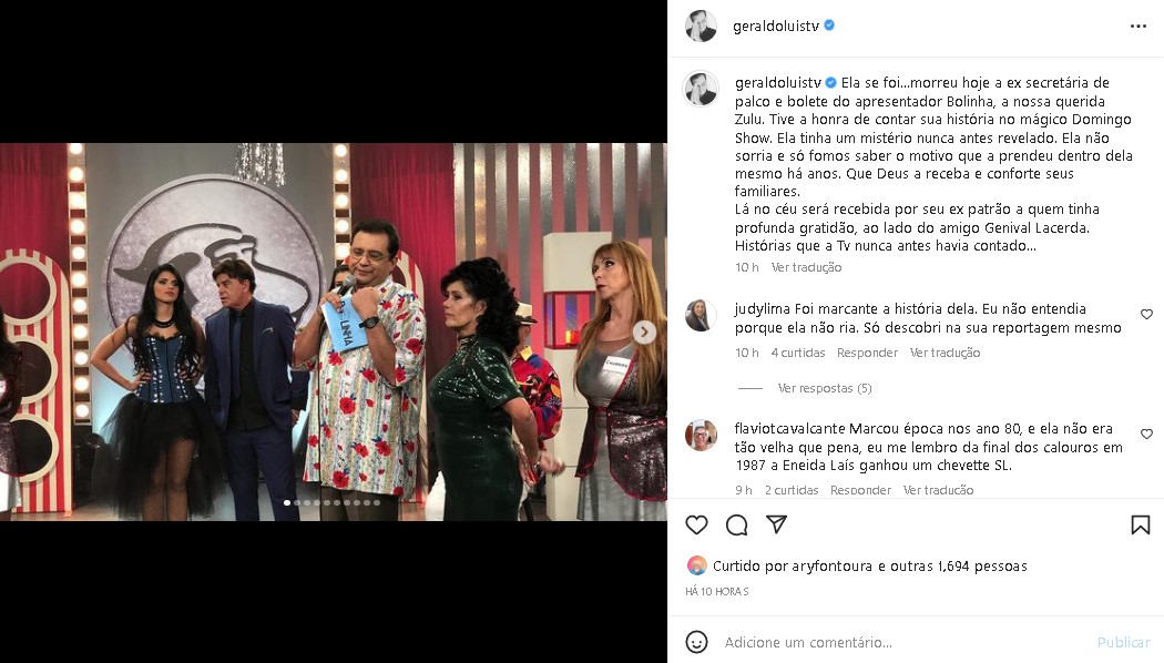 Geraldo Luís falou de triste morte em suas redes sociais (Foto: Reprodução/ Instagram)