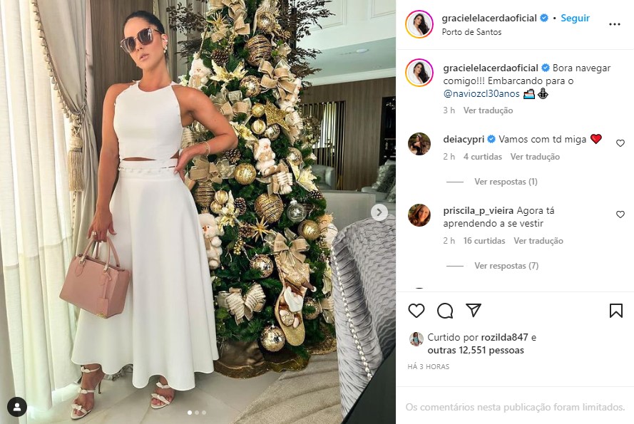 Graciele Lacerda aposta em traje belíssimo - Foto: Reprodução