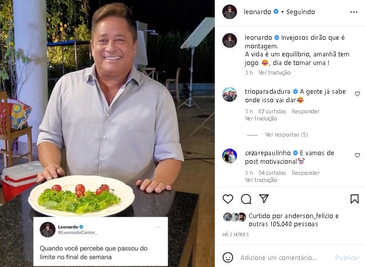 Leonardo surgiu da forma que poucos esperavam e surpreendeu (Foto: Reprodução/ Instagram)