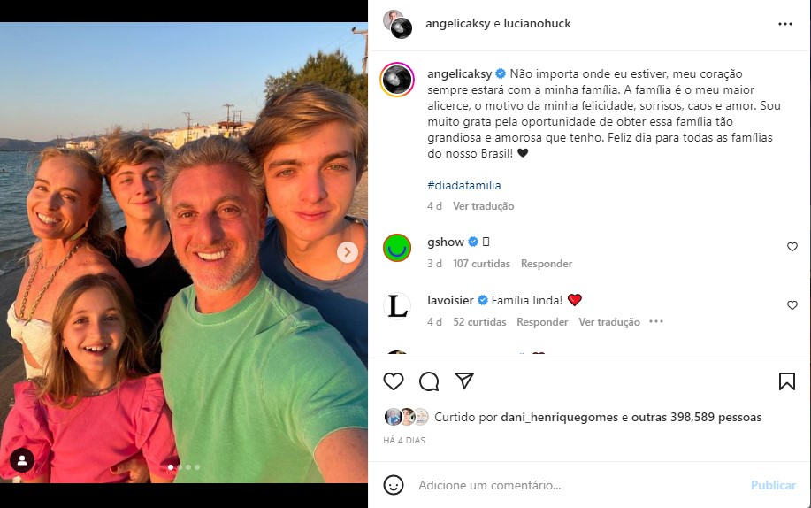 Luciano Huck, Angélica e os filhos do casal - Foto: Reprodução