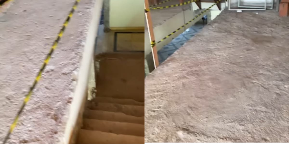 Escadas que serão removidas da casa, para ficar do jeito que a atriz imaginou (Reprodução: Instagram