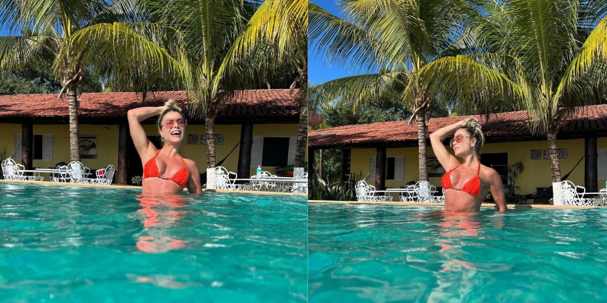 Poliana Rocha curtindo um belo banho de piscina e se refrescando do calor (Reprodução: Instagram)