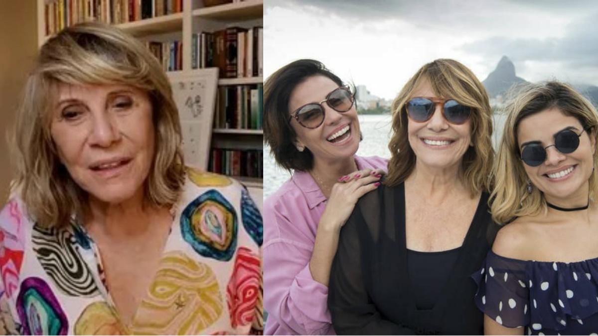 Renata Sorrah em participação no Conversa com Bial e ao lado das atrizes da série Filhas de Eva (Fotos: Reprodução/ Globoplay)