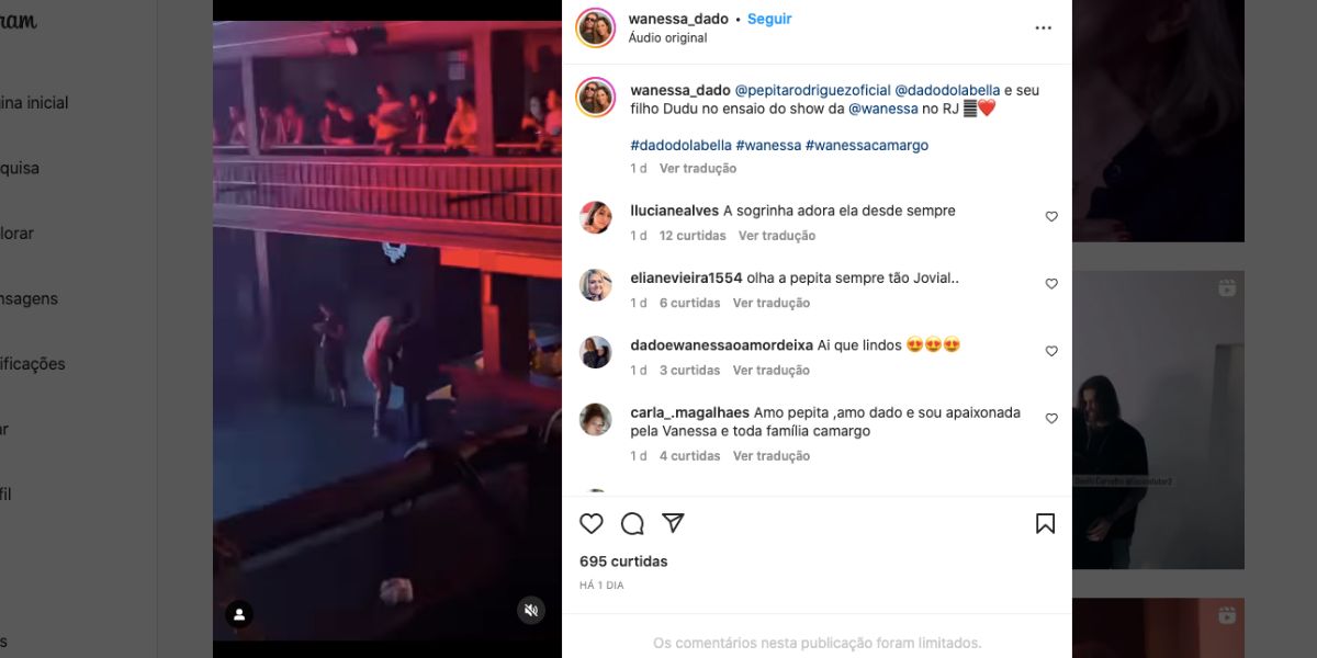 Mãe de Dado confessa que Wanessa é uma ótima cantora (Reprodução)