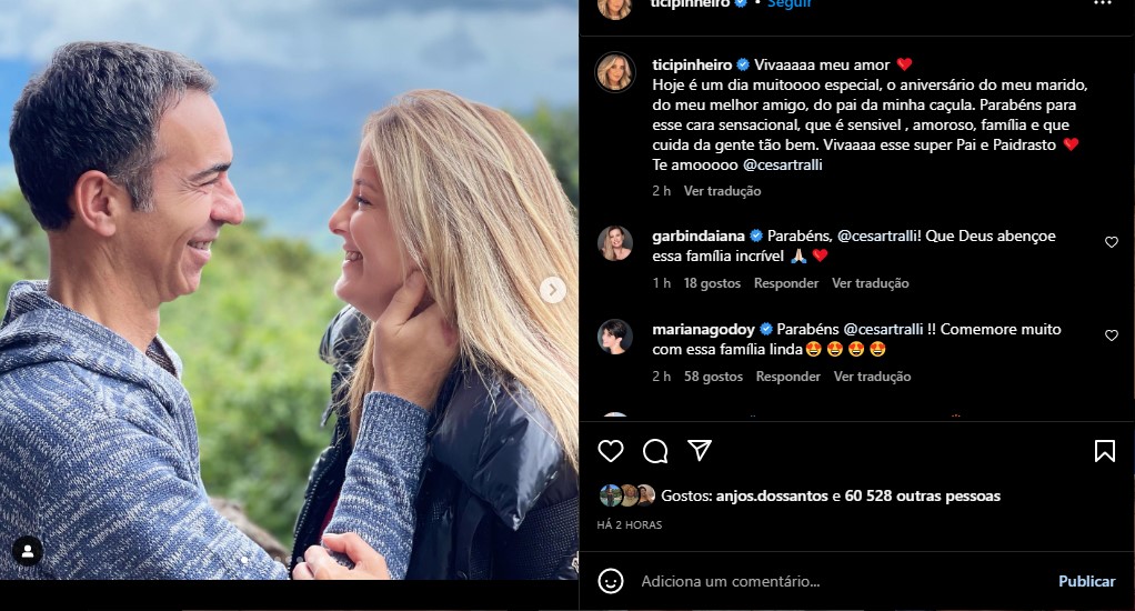 Ticiane Pinehiro se declara ao grande amor - Foto: Reprodução