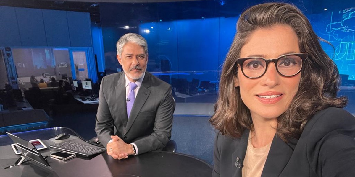 William Bonner e Renata Vasconcellos na bancada do Jornal Nacional (Foto: Divulgação / TV Globo)