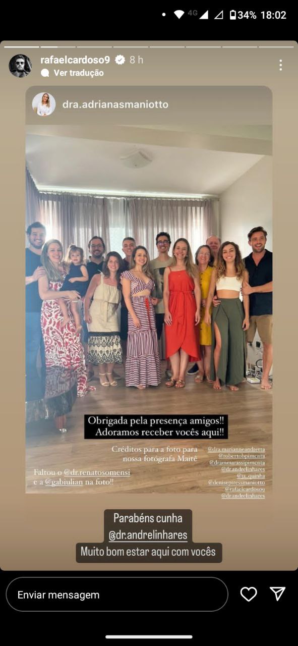 Ator passou o domingo com a família da modelo (Foto: Reprodução/ Instagram)