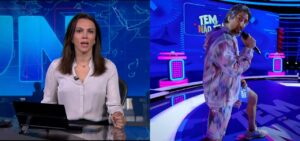 Ana Paula Araújo precisou entrar no ar mais cedo durante o intervalo do Caldeirão com Mion- Foto: Montagem/TV Foco