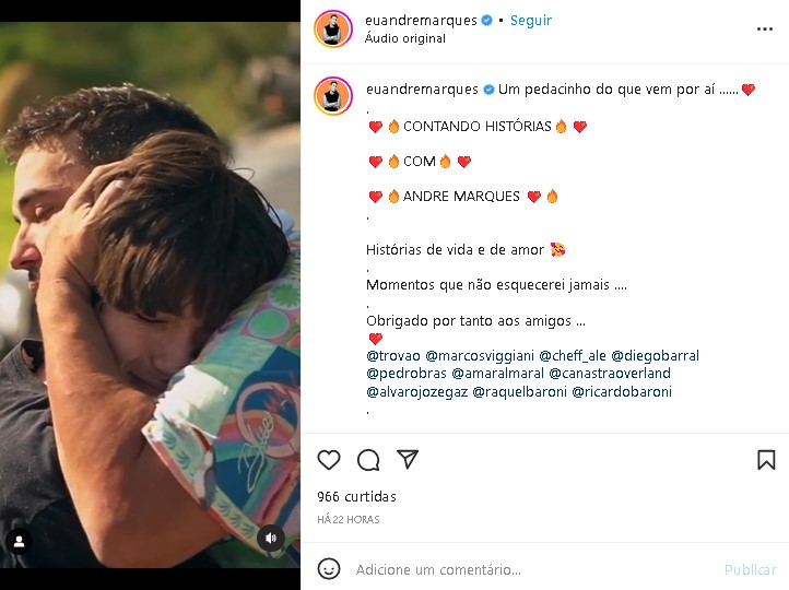 André Marques mostrou um vídeo dos últimos dias e contou que vem novidade (Foto: Reprodução/ Instagram)