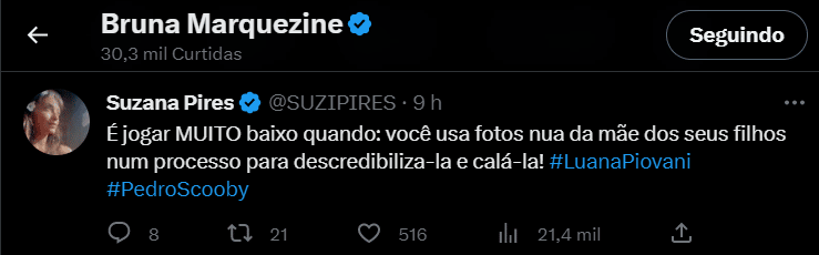 Sem pensar duas vezes, Bruna Marquezine se envolve em briga de famosos da Globo nos tribunais - Foto Reprodução Twitter