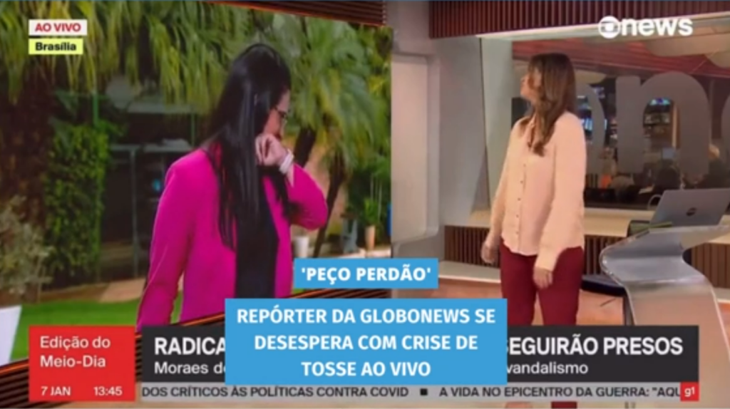 Repórter da GloboNews tem crise de tosse ao vivo (Foto: Reprodução) 