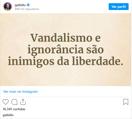 Print do perfil de Gabriela Duarte nas redes sociais - Foto Reprodução