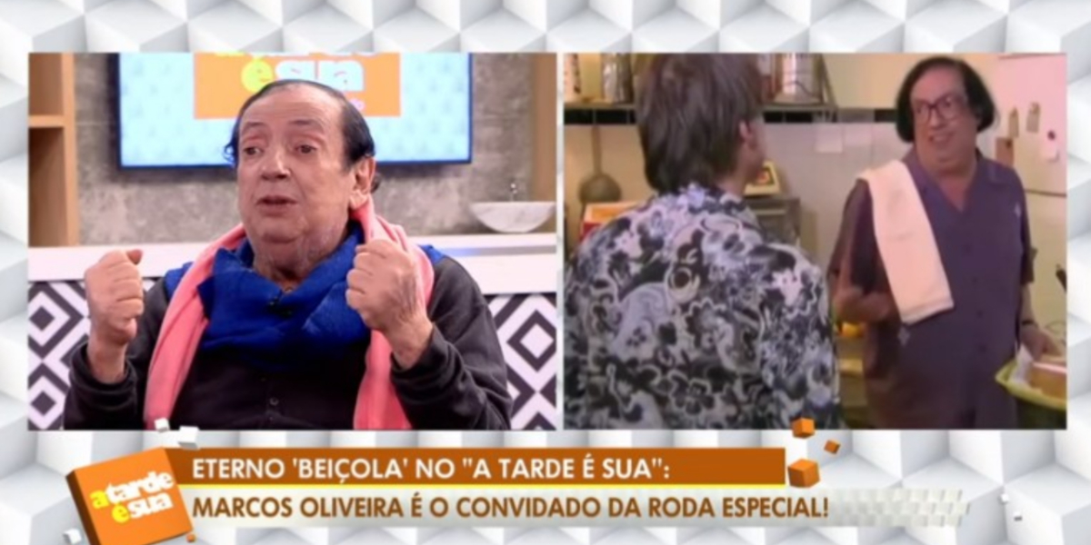 Marcos Oliveira, o Beiçola, no "A Tarde é Sua" (Foto: Reprodução/RedeTV!)