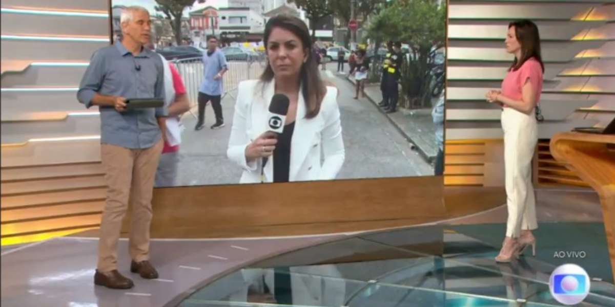 Ana Paula Araújo no "Bom Dia Brasil" cobriu velório de Pelé (Foto: Reprodução/TV Globo)