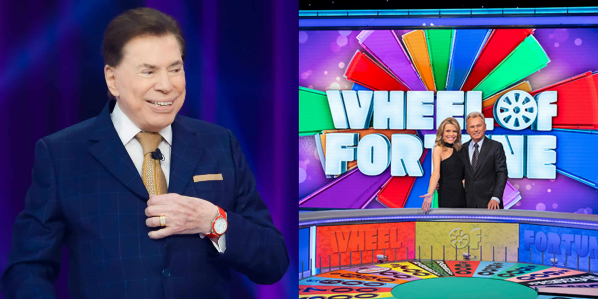 Silvio Santos no "Roda a Roda" e o "Wheel of Fortune" (Foto: Lourival Ribeiro/SBT/Divulgação)