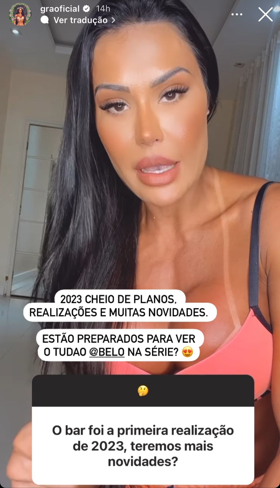 Gracyanne Barbosa, esposa do cantor Belo, é questionada por fã e acaba falando sobre situação com o seu marido - Foto Reprodução Instagram