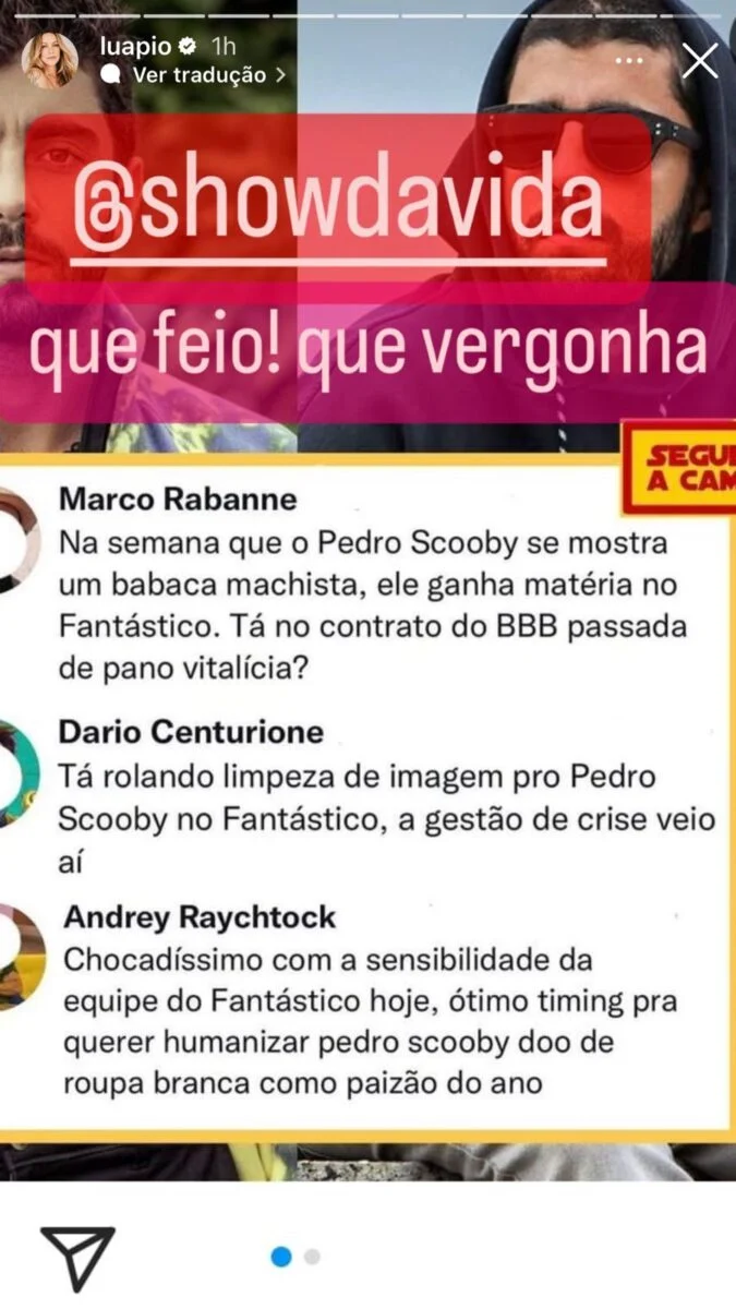 Luana Piovani decidiu ironizar entrevista de Pedro Scooby ao Fantástico (Foto: Reprodução/ Instagram)