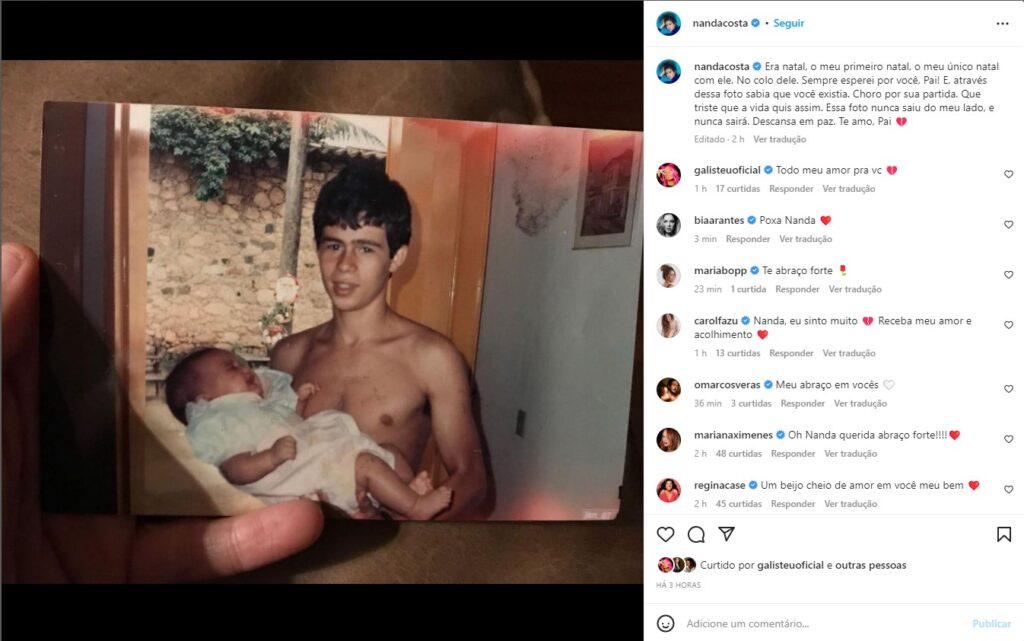 Nanda Costa lamentou a morte do pai com uma publicação no Instagram