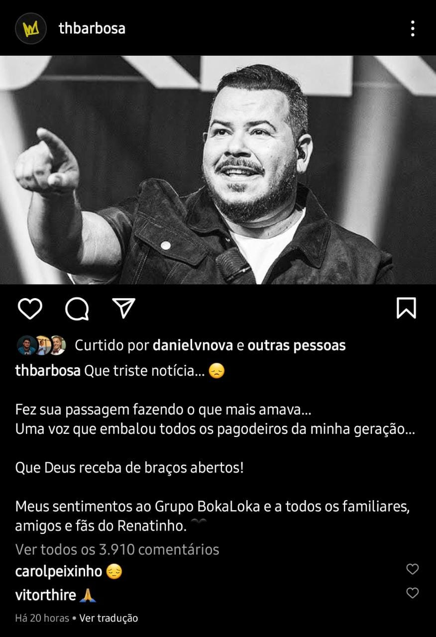 Publicação de Thiaguinho (Foto: Reprodução/Instagram)