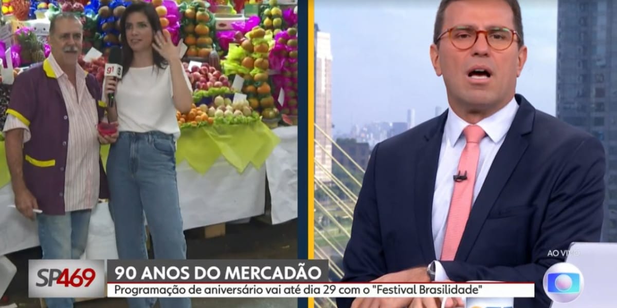 Sabina Simonato estava no Mercadão de São Paulo, que comemora 90 anos desde a inauguração (Reprodução: Bom Dia SP Globo)