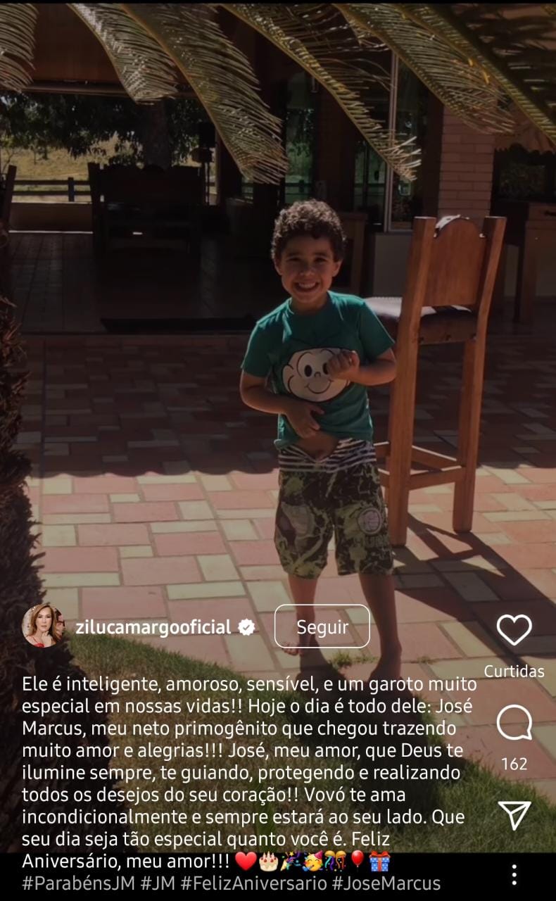 Publicação de Zilu Camargo (Foto: Reprodução/ Instagram)