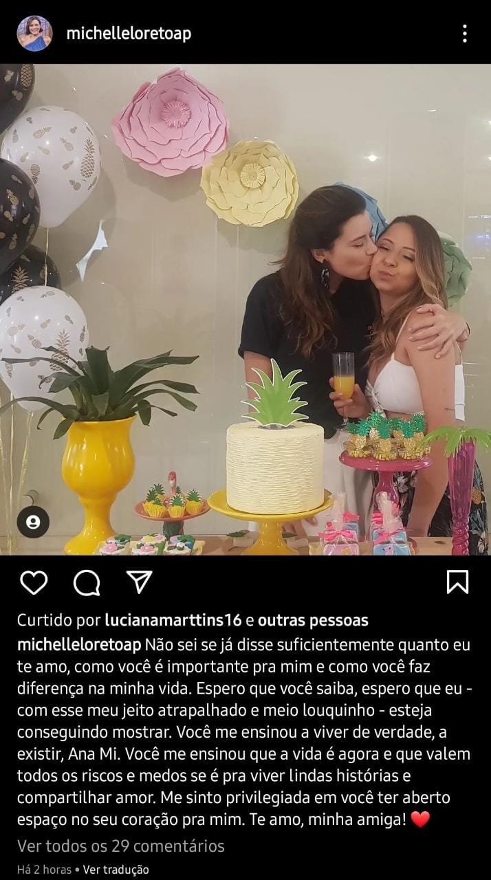 Publicação de Michelle Loreto (Foto: Reprodução/Instagram)