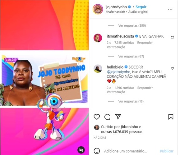 Jojo Todynho promete entrar no BBB23 (Foto Reprodução/Instagram)