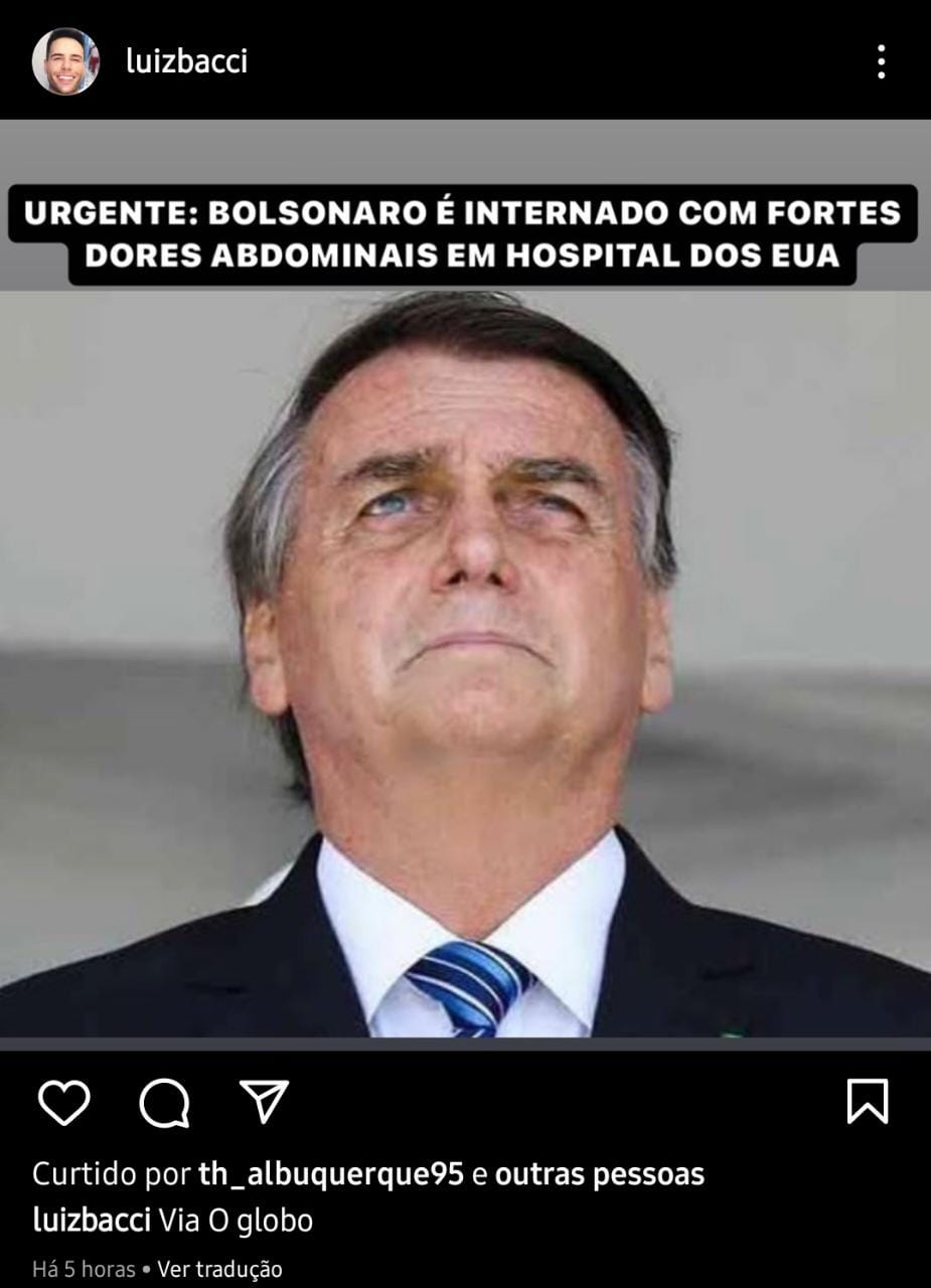 Publicação de Luiz Bacci (Foto: Reprodução/ Instagram)