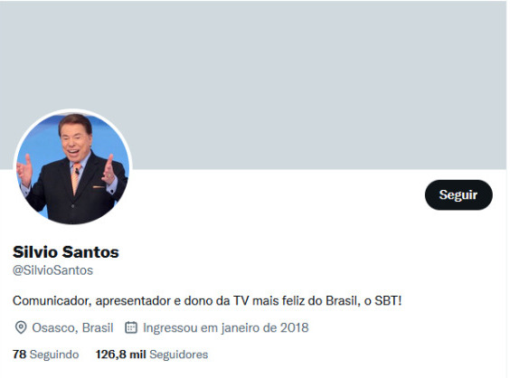 Perfil de Silvio Santos no Twitter (Imagem: Reprodução)