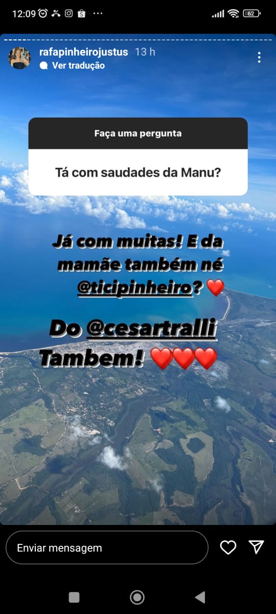 Publicação do stories de Rafinha (Imagem: Reprodução)