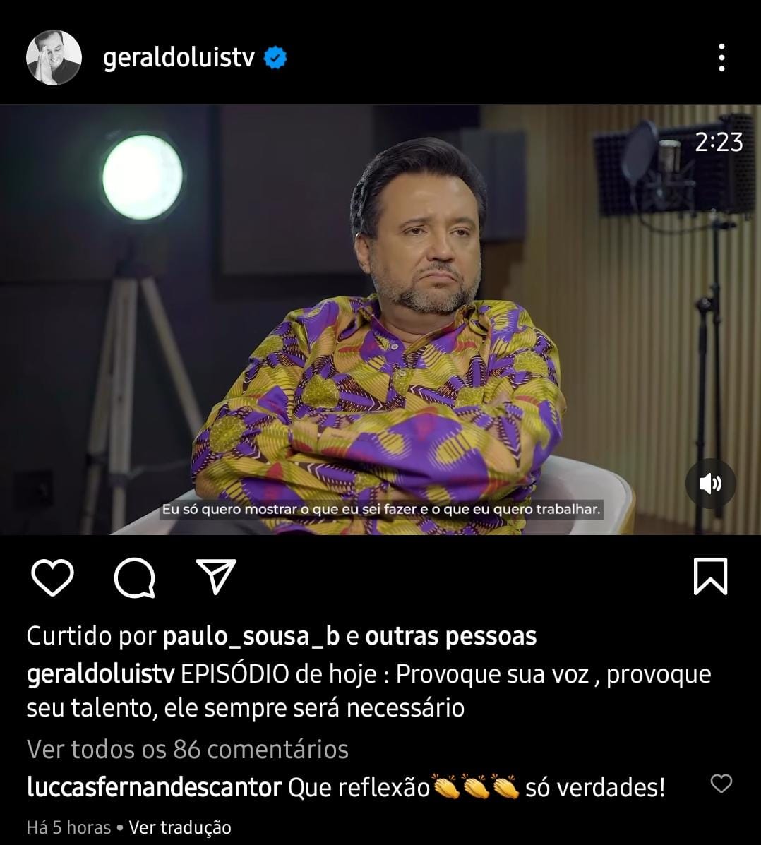 Publicação de Geraldo Luís (Foto: Divulgação)