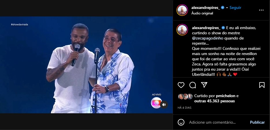 Alexandre Pires e Zeca Pagodinho - Foto: Reprodução