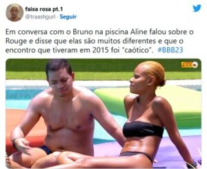 BBB23 - Aline escancara tensões na amizade após turnê caótica no Rouge: "Abalou" (Foto: Reprodução / Twitter)