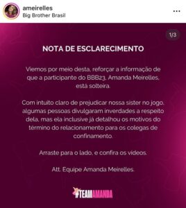 Perfil oficial do Instagram da sister se manifestou (Foto: Reprodução / Instagram)