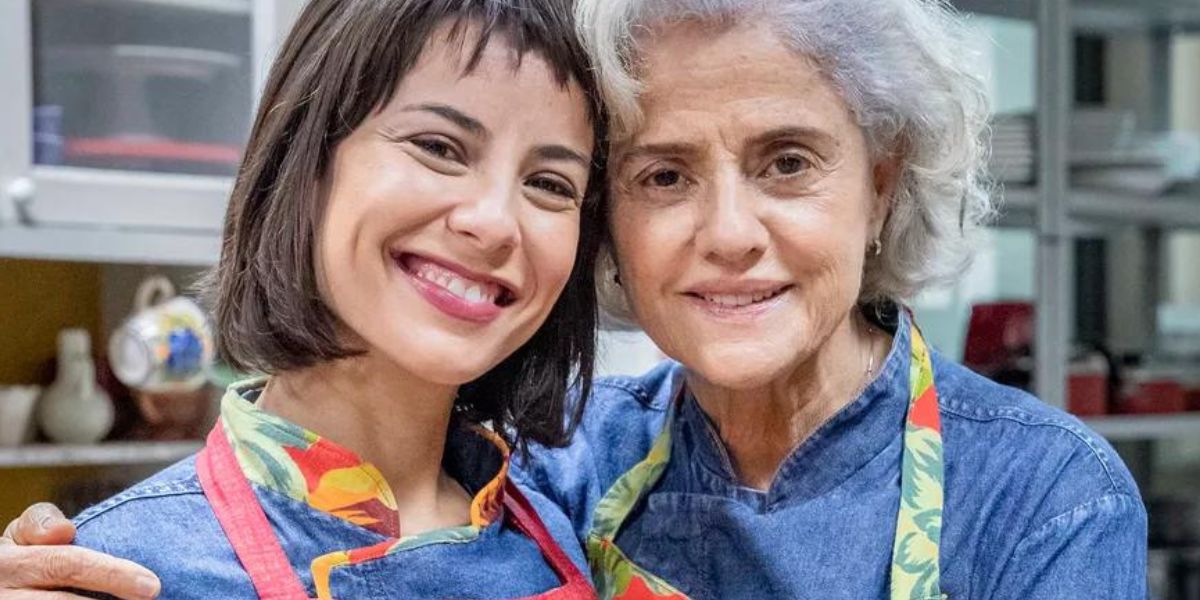 Andréia Horta entrega situação com Marieta Severo em bastidores de novela (Foto: Reprodução / Globo)