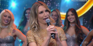 Anne Lottermann é assitente de palco do Faustão na Band - Foto: Reprodução/Band