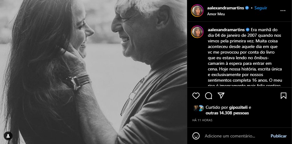 Esposa de Antônio Fagundes se declara ao ator - Foto: Reprodução