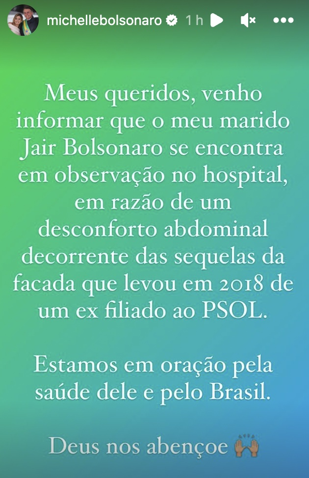 Publicação de Michelle Bolsonaro (Foto: Reprodução/ Instagram)