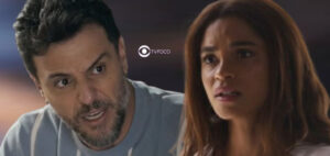 Travessia - Moretti (Rodrigo Lombardi) aterroriza Brisa (Lucy Alves) e contrata detetive para vigiar os passos da mocinha (Foto: Reprodução / Globo / Montagem TV Foco)