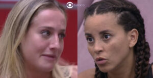 BBB23 - Domitila e Bruna tem bate-boca e clima pega fogo com provocação e guerra declarada (Foto: Reprodução / Globoplay)