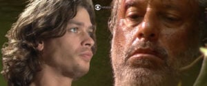 O Rei do Gado - Marcos (Fábio Assunção) vê morte de perto e delira de dor com tragédia de Bruno (Antonio Fagundes) (Foto: Reprodução / Globo / Montagem TV Foco)