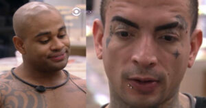 BBB23 - Cézar debocha de 'Camarotes' na frente de MC Guimê (Foto: Reprodução / Globoplay)