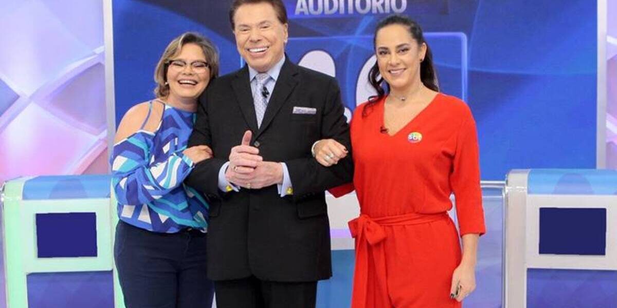 Silvio Santos com Cíntia e Silvia Abravanel no SBT (Foto Reprodução/Internet)